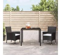 vidaXL Garden Chairs with Cushions 2 pcs Black Poly Rattan, Black
