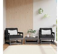 vidaXL Garden Chairs with Cushions 2 pcs Grey Solid Wood Pine
