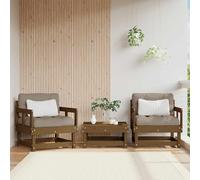 vidaXL Garden Chairs with Cushions 2 pcs Honey Brown Solid Wood Pine, Brown