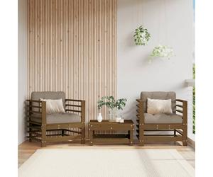 vidaXL Garden Chairs with Cushions 2 pcs Honey Brown Solid Wood Pine