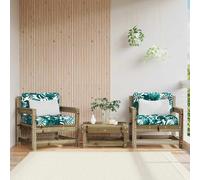 vidaXL Garden Chairs with Cushions 2 pcs Impregnated Wood Pine
