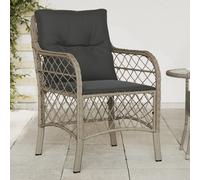 vidaXL Garden Chairs with Cushions 2 pcs Light Grey Poly Rattan