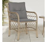 vidaXL Garden Chairs with Cushions 2 pcs Mix Beige Poly Rattan