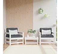 vidaXL Garden Chairs Lounge Chairs with Cushions 2 pcs White Solid Wood Pine