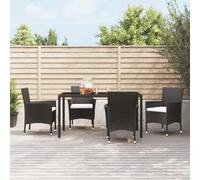 Vidaxl Garden Chairs With Cushions 4 Pcs Black Poly Rattan (Uk/ie/fi/no Only)