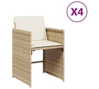 vidaXL Garden Chairs with Cushions Patio Outdoor Chair 4 pcs Beige Poly Rattan