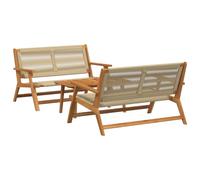 vidaXL Garden Chairs with Table 3 pcs Beige Solid Acacia Wood