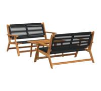 vidaXL Garden Chairs with Table 3-Piece Set in Black Solid Acacia Wood Outdoor Durable Furniture Patio Textured Sitting Coffee Comfortable