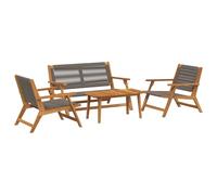 vidaXL Garden Chairs with Table 4 pcs Grey Solid Acacia Wood