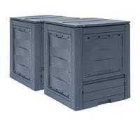 vidaXL 2x Garden Composters Grey 520L Compost Bin Trash Can Fertiliser Box