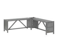 vidaXL Garden Corner Bench with Planter 117cm Solid Acacia Wood Grey