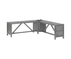 vidaXL Garden Corner Bench with Planter 117cm Solid Acacia Wood Grey