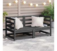 vidaXL 2x Solid Pinewood Garden Corner Sofas Grey Wooden Patio Seating Set