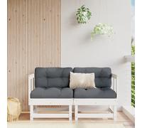 Corner Sofa 61x61x62 cm White Solid Pinewood 2-Piece Garden Modular Outdoor Set