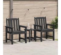 vidaXL Garden Dining Chair 2 pcs Black 65.5 x 59 x 88 cm HDPE