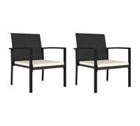 vidaXL Garden Dining Chairs 2 pcs Poly Rattan Black