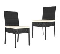 vidaXL 2x Garden Dining Chairs Poly Rattan Black Outdoor Dinner Chair Seat