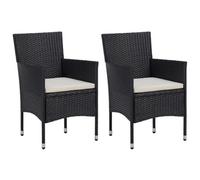 vidaXL 2x Garden Dining Chairs Poly Rattan Black Outdoor Armchair Lounge Seat