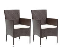 vidaXL Garden Dining Chairs 2 pcs Poly Rattan Brown, Brown