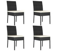 vidaXL Garden Dining Chairs 4 pcs Poly Rattan Black UK HOT