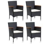 vidaXL Garden Dining Chairs 4 pcs Poly Rattan Black
