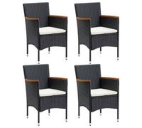 vidaXL 4x Garden Dining Chairs Poly Rattan Black Outdoor Patio Dining Armchair