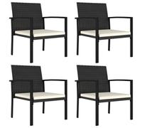 vidaXL 4x Garden Dining Chairs Poly Rattan Black Outdoor Armchair Seating