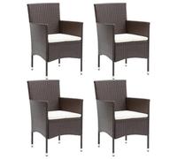 vidaXL 4x Garden Dining Chairs Poly Rattan Brown Outdoor Patio Dining Armchair