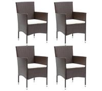 Vidaxl Garden Dining Chairs 4 Pcs Poly Rattan Brown