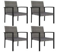 Garden Dining Chairs with Seat Cushions Set of 4 Outdoor Poly Rattan Grey