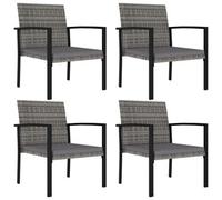 vidaXL 4x Garden Dining Chairs Poly Rattan Grey Outdoor Patio Armchair Seating