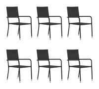 vidaXL Garden Dining Chairs 6 pcs Stackable Outdoor Chair Black Poly Rattan