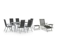 vidaXL 10 Piece Garden Dining Set Black and Silver, Black