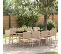 vidaXL Garden Dining Set 11 pcs Beige Poly Rattan
