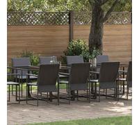 vidaXL Garden Dining Set 11 pcs Black Steel