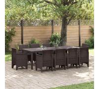 vidaXL Garden Dining Set 11 pcs Brown Polt rattan