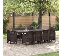 vidaXL Garden Dining Set 11 pcs Brown Polt rattan