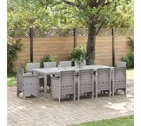 vidaXL Garden Dining Set 11 pcs Light Grey Polt rattan
