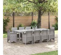 vidaXL Garden Dining Set 11 pcs Light Grey Polt rattan