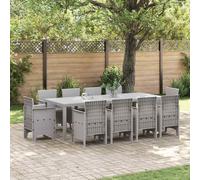 vidaXL Garden Dining Set 11 pcs Light Grey Polt rattan