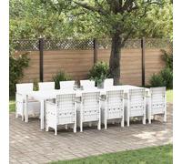 vidaXL Garden Dining Set 11 pcs White and Taupe Synthetic rattan