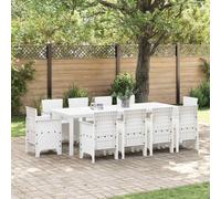 vidaXL Garden Dining Set 11 pcs White Polt rattan