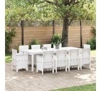 vidaXL Garden Dining Set 11 pcs White Polt rattan