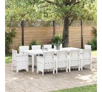 vidaXL Garden Dining Set 11 pcs White Polt rattan