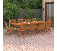 vidaXL Garden Dining Set 11 Piece Outdoor Table and Chair Solid Wood Acacia