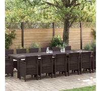 vidaXL Garden Dining Set 15 pcs Brown Polt rattan