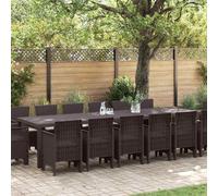 vidaXL Garden Dining Set 15 pcs Brown Polt rattan