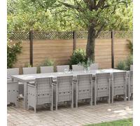 vidaXL Garden Dining Set 15 pcs Light Grey Polt rattan