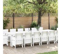 vidaXL Garden Dining Set 15 pcs White Polt rattan