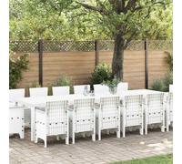 vidaXL Garden Dining Set 15 pcs White Polt rattan